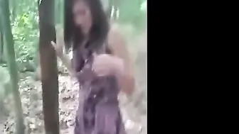 Beautiful Brunette Sucking And Fucking In The Woods