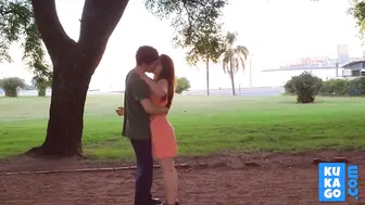 Redhead Teen Romantic Blowjob In The Park