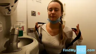 Naughty Blonde Solo In Plane Bathroom