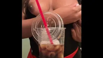 Hooters Girl Pours Soda