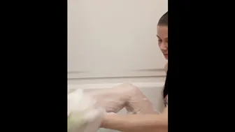 Pink Bubble Bath Leg Massage