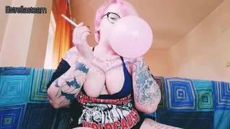 Blonde Plays With A Cigar And A Balloon