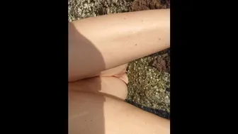 Risky Cute Pussy Flash On Public Beach