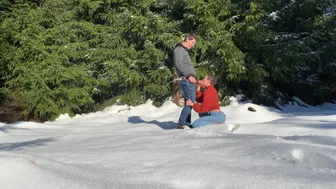 Almost Getting Caught Fucking From Behind In A Public Winter Forest