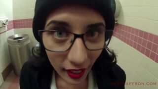 Hot Girl In The Hat Walks With A Cum On Her Glasses And Face After Blowjob