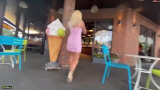 Blonde Babe Masturbates In The Cafe And Squirts Under The Table