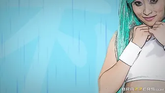 Japanese Ayumu Kase With Green Hair Sucks Huge Cock And Fucks