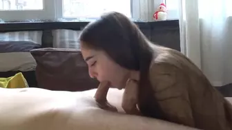 Rough Deepthroat Blowjob From Slutty Brunette Chick