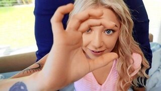 Playful Blonde In A Tank Top Sucks A Big Dick, Fucks In Pussy And Swallows Cum