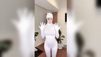 Bodysuit Wearing Hentai Hottie Getting Her Tight Pussy Banged By A Large Toy