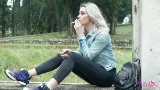 Pale Blonde Euro Slut Has Tiny Tits And She Loves Smoking Cigs And Sucking Dicks