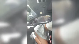 Attractive Lady With Dark Hair Is Going To Fuck Herself In The Car To The Max