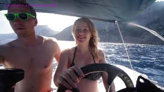 Vacationing Lady With A Nice Set Of Titties Gets Creampied On A Yacht Or Something