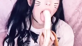 Belle Delphine Plays With Banana, Licks It And Throats In Private Snapchat Video