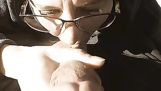 Amateur Slut With Glasses Drops On Her Knees To Suck A Prick