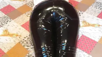 Girlfriend With A Hot Ass, In Latex Leggins, Teasing Her Lover