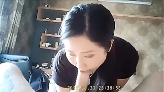 Adorable Asian Model Drops On Her Knees To Give A Sloppy Blowjob