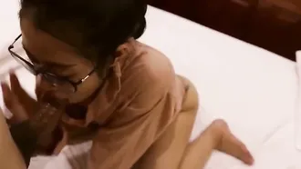 Horny Asian Amateur With Glasses Gives An Amazing Blowjob In Pov