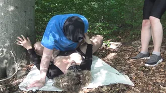 3 Guys Fuck Public-Slut Jessica In The Woods