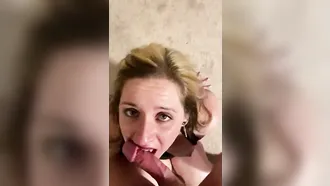 Blonde Sucks Dick And Gets Cum On Tits