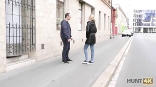 Hunt4K. Blonde Stops Fighting With Bf Because Stranger Gives Money