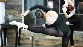 Two Lesbian Ballerinas Stretch It Out For Each Other