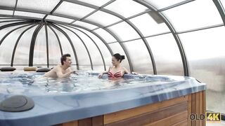 Old4K. Old And Young Lovers Have Awesome Sex After Relax In Jacuzzi