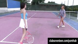 Busty Lesbians Masturbating On The Tennis Field