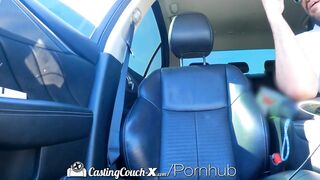 Castingcouch-X Tiny Breasted Red Head Maria Kazi Loves Car Foreplay