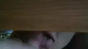 Step Sister Hiding Under Table Get Huge Accidental Oral Load While Spying On Brother Jerk Off. Ep:1