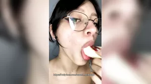 Girl With Glasses Gives A Banana A Blowjob… Omg, Looks Like He Got Lucky