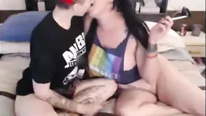 Sexy Lesbian Smoking Kissing