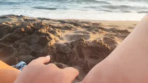 Touching My Small Pussy On The Beach