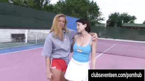 Busty Lesbians Masturbating On The Tennis Field