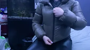 Doggystyle In Puffy Down Jacket Cum On Jacket And Ass