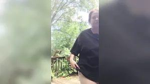 Smoking Butt Naked Outside And Playing With Tits