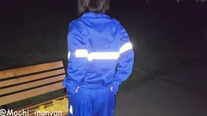 (Preview) Girl In Sanitation Worker Uniform Exposed In Park, Licks The Bench And Masturbates