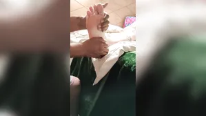 Interracial Foot Massage From Mexican Husband To His White Wife With Lotion