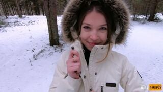 I Love Quick Sex Outdoors Even In Winter - Cum On My Pretty Face Pov