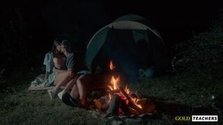 American Schoolgirl Has Romantic Sex By The Night Fire