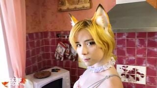 Fox Maid Cosplay - Blowjob And Hard Doggystyle Sex In The Kitchen