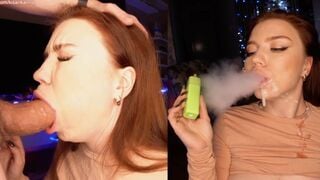 She Smokes And Sucks My Dick! And Then I Cover Her Face With Sperm! Just Look How Happy She Is