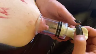 Nipples Suck By Hard Pumping And Spitting