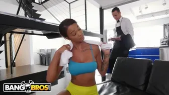 Ebony Harley Dean Making Butler's Day With Her Big Tits