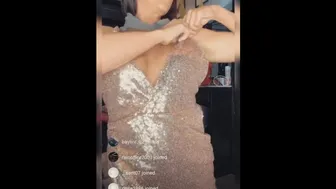 Instagram Slut Exposes Pussy And Boobs During Dress Try On Haul Live (Portrait For Phone)