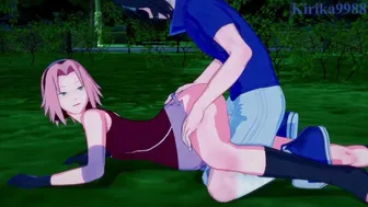 Sakura Haruno And Sasuke Uchiha Have Intense Sex In A Park At Night. - Naruto Hentai