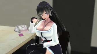 Black Haired Beauty Titty Fucks You On Table - 3D