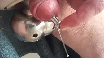 Pumping Cock Balls In Chastity Cage