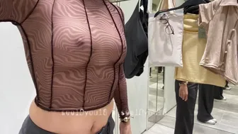 Trying On Sheer Clothes In Dressing Room