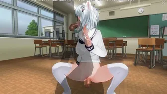 3D Hentai Neko Schoolgirl Fucks With Two Teachers In The Classroom